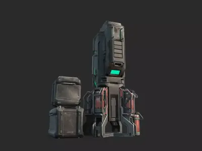Future Sci-Fi Battery Charging Station 3D model