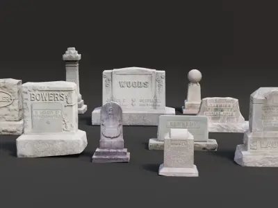 Gravestones Asset Pack Low-poly 3D model