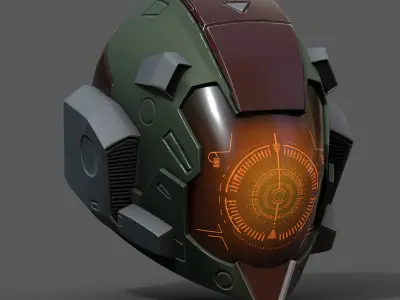 Helmet scifi military combat fantasy cyborg spac low poly  Low-poly 3D model