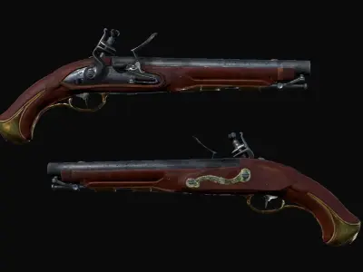 Old Pistol Low-poly 3D model