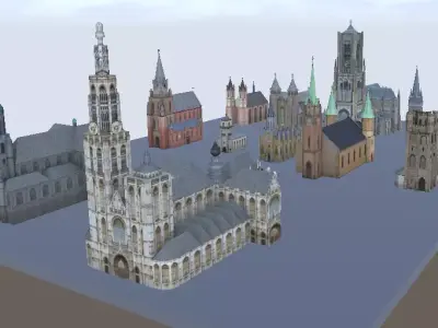 Churches very low-poly 3d models Low-poly 3D model