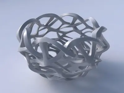 Bowl cylindrical with interlacing sharp edged lattice squeezed 2 3D model