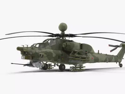 Mi-28N Green Low-poly 3D model