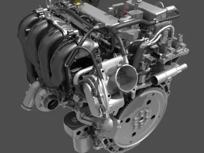 Car 4 Cylinder Engine Cutaway 3D model