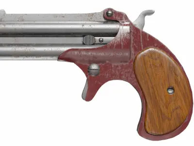 Derringer revolver with wooden handle 3D model