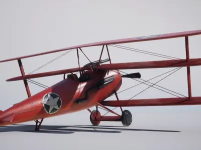 Military Triplane Low-poly 3D model