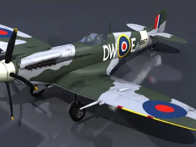 SPITFIRE MK XIV 610th Squadron Low-poly 3D model
