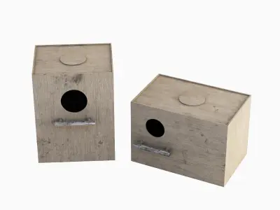 Wooden Birdhouse E 02 Low-poly 3D model