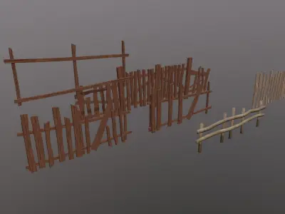 Medieval fences Low-poly 3D model
