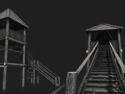 Viking Guard Tower Low-poly 3D model