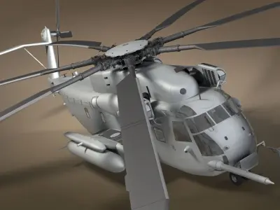 CH-53 Military Helicopter With Simple Textures 3D model