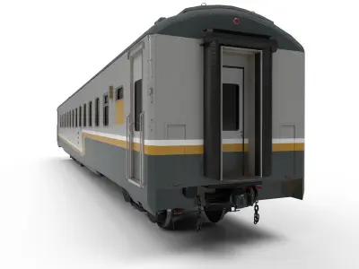 Carriage passenger train Low-poly 3D model