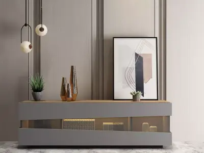 Sideboard with Decorations Free 3D model
