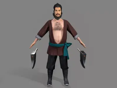 Ancient Chinese warrior Low-poly 3D model