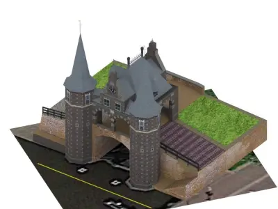 Waterport model game ready castle in netherlands Low-poly 3D model