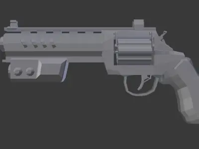 Sci-fi post-apocalyptic revolver Low-poly 3D model