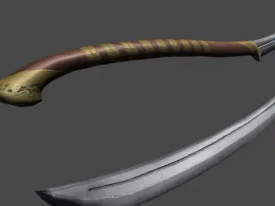 Game Ready Elven Sword Low-poly 3D model