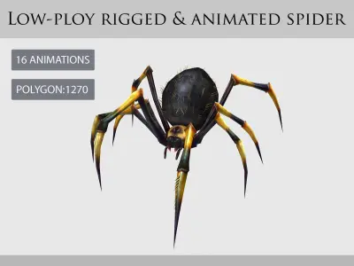 animated spider Low-poly 3D model