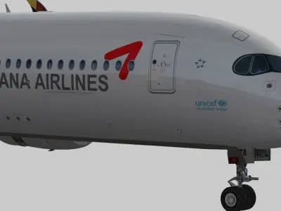 Airbus A350-900 XWB Asiana Airlines HL8078 Low-poly 3D model