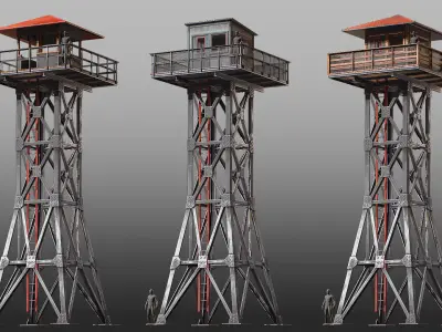 Game-ready Watchtower Set 1 Low-poly 3D model
