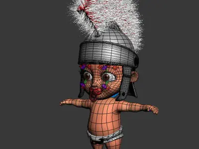 Baby roman legion soldier Cartoon Rigged 3D model