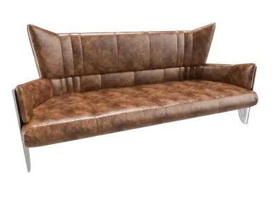 Leather Modern Sofa 3D Model  High-Quality Interior Furniture Free 3D model