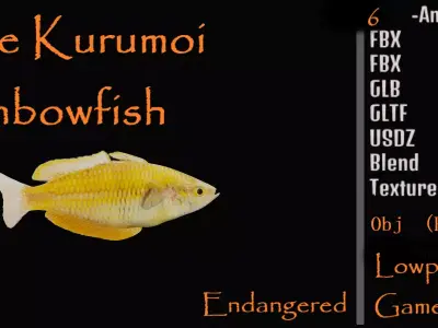 Lake Kurumoi Rainbowfish Low-poly 3D model