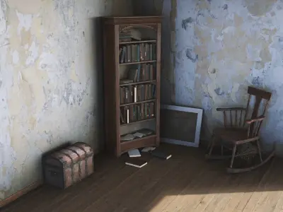 Dusty Old Bookshelf Free low-poly 3D model
