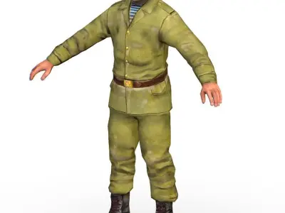 LowPoly Man Old USSR Soldier Low-poly 3D model