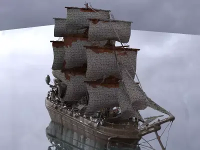 Frigate Ship improved 3D model 3D model