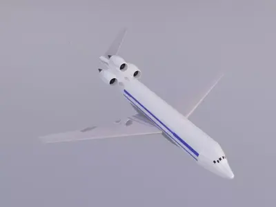 Fictional V-Tail Tri-Jetliner Concept - Non-IP Asset Low-poly 3D model