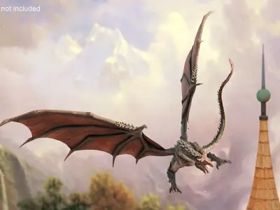 Fantasy Dragon Rigged for Cinema 4D 3D model
