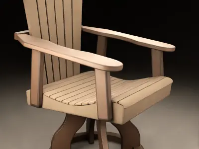 Detailed Wooden Arm Chair 3D model