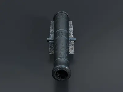 Medieval Fortress Cannon PBR 3D model