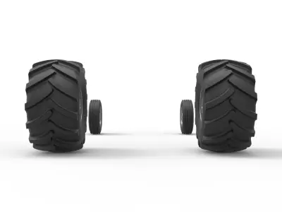 Wheel set of Vintage 2wd Pulling truck Scale 1 to 25 3D print model