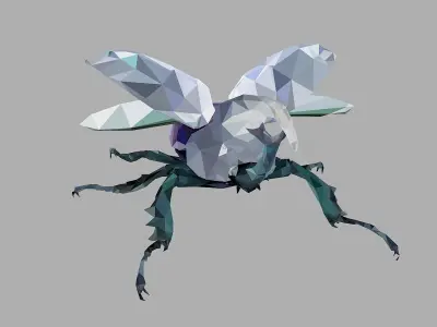 Firefly Bark Beetle Low Polygon Art Insect Low-poly 3D model