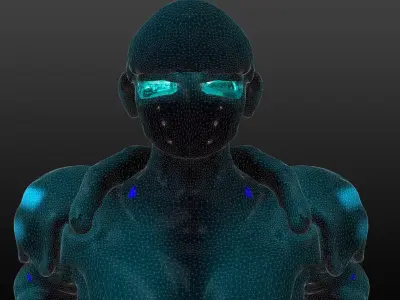 Jetboy man in rainy city 3D print model