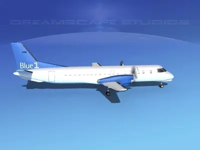 SAAB 2000 Blue 1 3D model