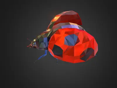 Bug Ladybug Red Low Polygon Art Insect Low-poly 3D model