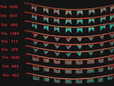 Medieval Flag for the Fair Low-poly 3D model