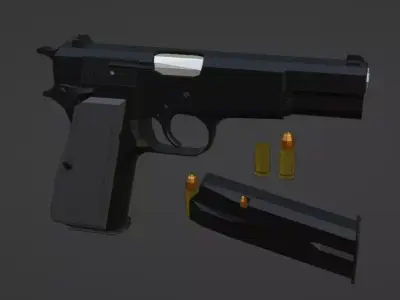 low-poly FN Browning Hi-Power Free low-poly 3D model
