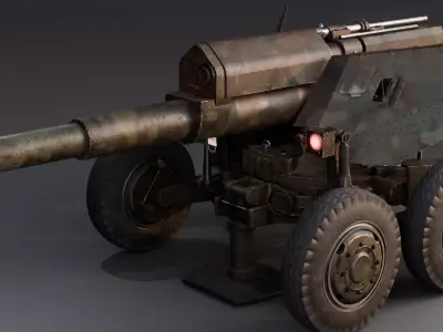 2A36 Giatsint-B - Soviet 152mm towed field gun Low-poly 3D model