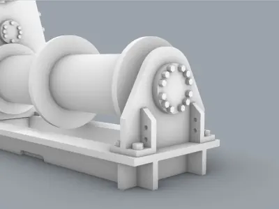 Hydraulic Winch Low-poly 3D model