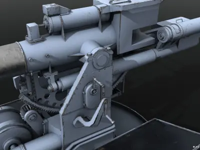 QF 120mm Mk VIII naval gun Low-poly 3D model