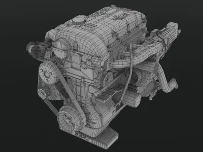 TOMEI Genesis SR22G engine Low-poly 3D model