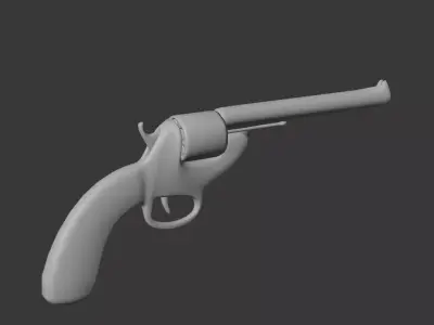 Stylized Revolver Pistol  Low-poly 3D model