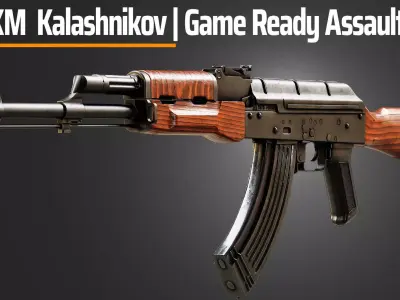 AKM KALASHNIKOV GAME READY ASSAULT RIFLE Low-poly 3D model