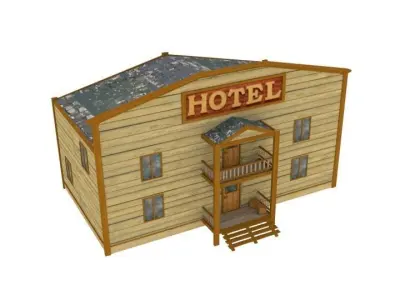 Western hotel Free low-poly 3D model