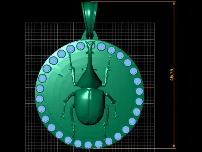 Rhinoceros Beetle Pendant 3D print model