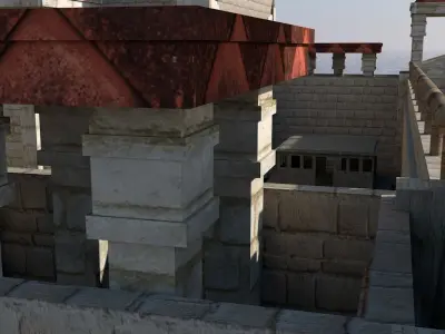 Castle on water in minecraft Low-poly 3D model